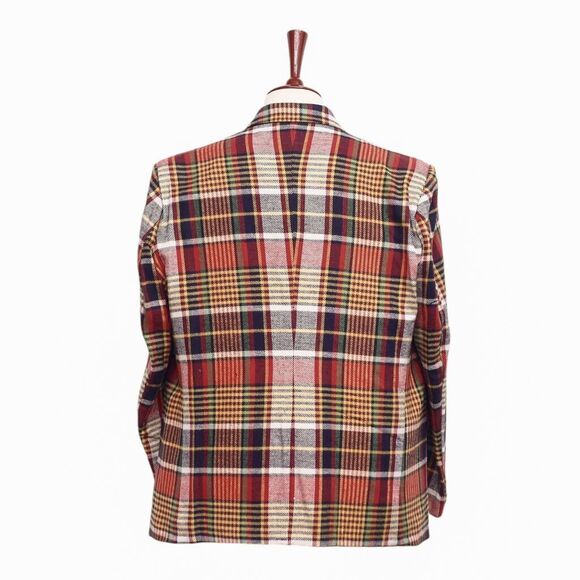 Mens Blazer Plaid 100% Wool Multicolor Formal Suit Jacket Wedding Sport Coat 48R - Picture 2 of 7